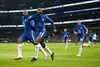 Antonio Rudiger celebrates his goal with Chelsea striker Romelu Lukaku