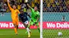 Ecuador’s Enner Valencia celebrates his equaliser against the Netherlands (Natacha Pisarenko/AP).