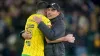 David Wagner, right, consoles Grant Hanley at full-time (Joe Giddens/PA)