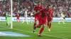 Turkey’s Umut Nayir celebrates opening the scoring against Wales (Murat Akbas/Dia Images via AP)