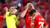 Kieffer Moore was sent off as Wales crashed to a 4-2 home defeat to Armenia (Adam Davy/PA)