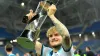 England’s Harvey Elliott lifts the trophy following the Euro Under-21 Championship final (PA)