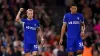 Mykhaylo Mudryk (left) celebrates scoring his first goal for Chelsea (John Walton/PA)