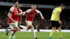 Arsenal’s Oleksandr Zinchenko (second right) celebrates (Nigel French/PA)