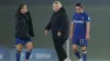 Chelsea boss Emma Hayes (centre) after the 2-2 draw at Alfredo Di Stefano Stadium (Isabel Infantes/PA)