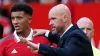 Manchester United manager Erik ten Hag (right) refused to comment on Jadon Sancho’s Old Trafford future (Martin Rickett/PA)