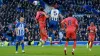 Lewis Dunk (centre right) heads Brighton’s equaliser (Gareth Fuller/PA).