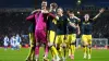 Martin Dubravka celebrates with team-mates after Newcastle’s penalty shoot-out win at Blackburn (Nick Potts/PA)