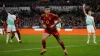 Gianluca Mancini celebrates scoring Roma’s third goal in their 4-0 win (AP Photo/Alessandra Tarantino/PA)