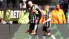 Alexander Isak, left, celebrates his second goal against Sheffield United with team-mates Bruno Guimaraes and Anthony Gordon