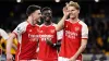 Arsenal’s Martin Odegaard celebrates his goal at Wolves (Nick Potts/PA)