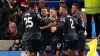 Phil Foden, centre, scored twice at Brighton to help Manchester City move a point behind Premier League leaders Arsenal (Zac