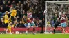 Rayan Ait-Nouri, second left scores Wolves’ equaliser against Burnley (Martin Rickett/PA)