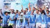 Manchester City lifted the Premier League trophy for a fourth straight season (Martin Rickett/PA)