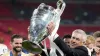 Real Madrid manager Carlo Ancelotti celebrates with the trophy after winning the UEFA Champions League final at Wembley (Nic