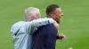 Didier Deschamps, left, with Kylian Mbappe during training (Hassan Ammar/AP)