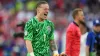 England goalkeeper Jordan Pickford celebrates after the penalty shoot-out win over Switzerland (Adam Davy/PA)