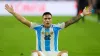 Argentina’s Lautaro Martinez celebrates scoring his side’s goal against Colombia (Rebecca Blackwell/AP)