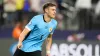 Uruguay’s Manuel Ugarte celebrates scoring the winning goal in a penalty shootout against Brazil (Julio Cortez/AP)