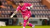 Barrow goalkeeper Paul Farman celebrates their side’s first goal of the game, scored by Colchester United’s Will Greenidge v