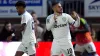 Emiliano Buendia, right, celebrates after scoring Aston Villa’s first goal (Bradley Collyer/PA)