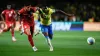 Ecuador’s Piero Hincapie, left, and Brazil’s Luiz Henrique battle for the ball (Silvia Izquierdo/AP))