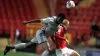 Mike Fondop, left, scored for Oldham (Adam Davy/PA)