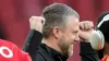 Aberdeen manager Jimmy Thelin (centre) with his players on the pitch ahead of the Viaplay Cup semi final match at Hampden Pa