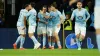 Hugo Alvarez (centre), is congratulated after scoring Celta Vigo’s equaliser against Barcelona (Lalo R. Villar/AP)