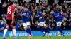 Omari Hutchinson (centre) celebrated an equaliser against Manchester United (Bradley Collyer/PA)