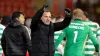 Brendan Rodgers celebrates after victory at Pittodrie (Steve Welsh/PA)