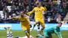 Leeds’ Mateo Joseph celebrates their equaliser (Gary Oakley/PA)