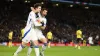 Leeds United’s Brenden Aaronson (left) celebrates (Gary Oakley/PA)