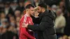 Mason Mount (left) is consoled by Manchester United manager Ruben Amorim at Manchester City (Martin Rickett/PA)