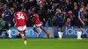 Nottingham Forest forward Anthony Elanga, centre, scored in stoppage time to complete a late comeback against Aston Villa (B