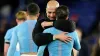 Manchester City manager Pep Guardiola, centre left, celebrated a milestone occasion with a much-needed win (Joe Giddens/PA)