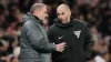 Ange Postecoglou (left) spoke to fourth official Tim Robinson during the cup clash with Liverpool (John Walton/PA)