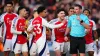 Arsenal players were furious at Myles Lewis-Skelly’s red card (Mike Egerton/PA)