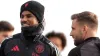 Marcus Rashford and Luke Shaw during a Manchester United training session on Wednesday morning (Martin Rickett/PA)