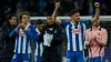 Espanyol players celebrate after victory against Real Madrid (Joan Monfort/AP)