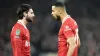 Liverpool’s Cody Gakpo, right, celebrates scoring in the Carabao Cup semi-final second leg at Anfield (Nick Potts/PA)