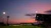 A general view as the sun sets at half-time during the Carabao Cup second round match at The Dunes Hotel Stadium, Barrow-in-