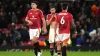 Manuel Ugarte (centre) and Harry Maguire (left) both remained at home as Manchester United flew to Spain for Thursday’s matc