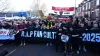 Manchester United fans protest against the club’s ownership before their home game against Arsenal (Martin Rickett/PA)